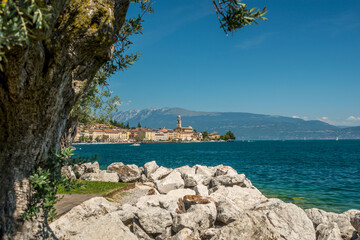 panorama of lake garda, shot from riva di garda from Salò port