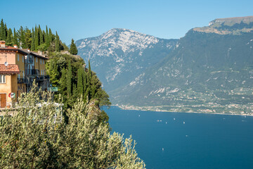 panorama of lake garda, shot from riva di garda from Salò port - obrazy, fototapety, plakaty