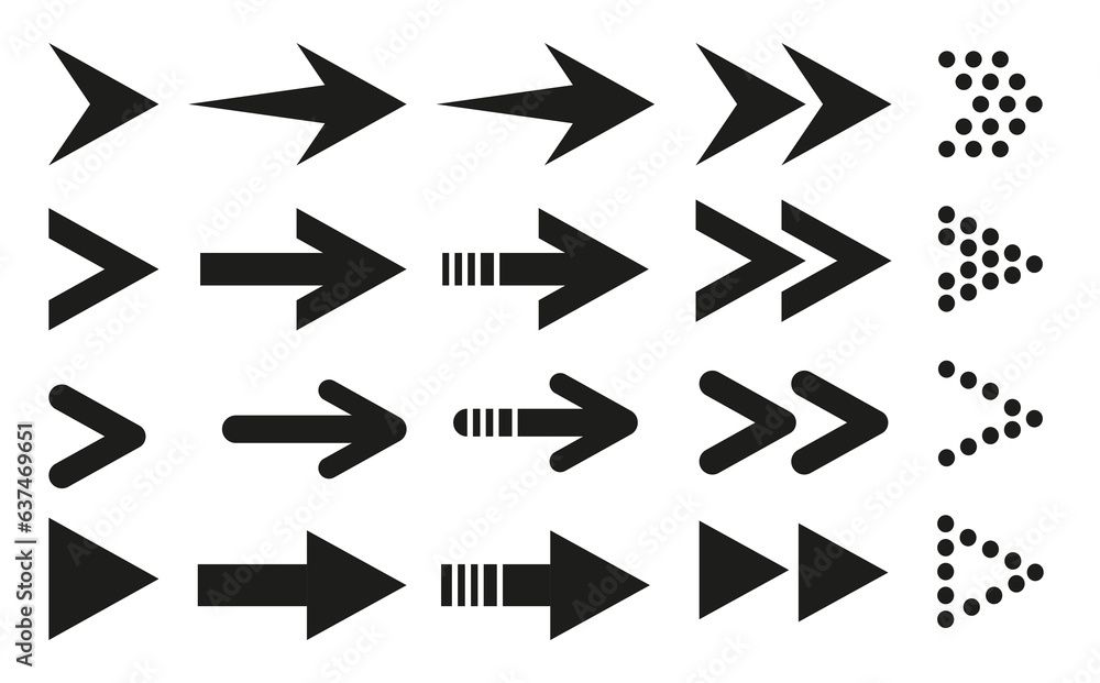Poster arrow set. collection of arrow icons. set different arrows or web design. arrow flat style isolated 