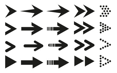 Arrow set. Collection of arrow icons. Set different arrows or web design. Arrow flat style isolated on white background. Collections for web design, interface. Vector illustration