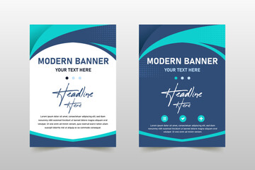 Modern Abstract Blue Curves Banner Template