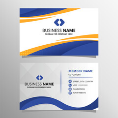 Modern Abstract Curved Blue Business Card Template