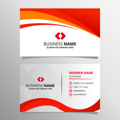 Modern Abstract Curved Red Business Card Template