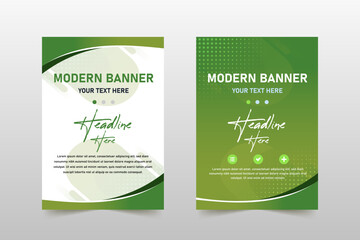 Fototapeta na wymiar Modern Abstract Gradient Green Banner Template With Abstract Shapes