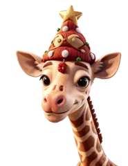Foto op Plexiglas Giraffe Family Svg Png Clipart Art Print, baby giraffe santa hat ornament svg png christmas scene svg safari svg giraffe baby shower © Mr.Pancho Store