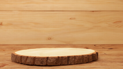 Wooden podium on wooden floor