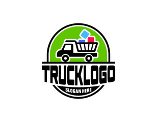 truck vector logo illustration,good for mascot,delivery,or logistic,logo industry,flat color,style with blue.