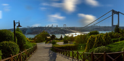 Fatih Sultan Mehmet Bridge view from Otagtepe Park in Istanbul