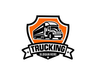 truck vector logo illustration,good for mascot,delivery,or logistic,logo industry,flat color,style with blue.