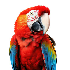 Fototapeta premium Scarlet Macaw portrait in a 3/4 view as a transparent PNG Nature-themed, photorealistic illustration. Generative ai