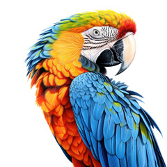 Obraz premium a Rainbow Macaw portrait, side view in a Nature-themed, photorealistic illustration in a transparent PNG, cutout, and isolated. Generative ai