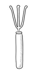 BLACK VECTOR ISOLATED ON A WHITE BACKGROUND DOODLE ILLUSTRATION OF GARDEN RAKES
