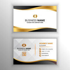 Fototapeta premium Modern Golden and Black Curved Business Card Template