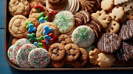 Fototapeta premium Festive holiday bake, Christmas cookie with candies