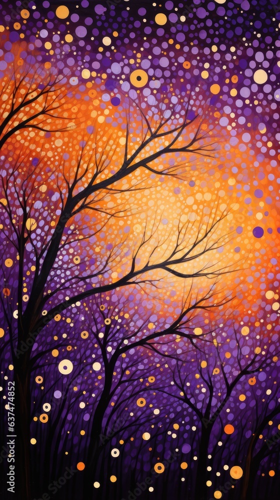 Aufkleber a painting of a tree in the middle of a field. digital image.