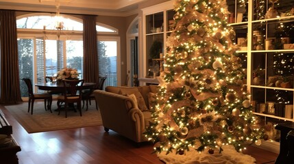 Fototapeta na wymiar Interior with Festive holiday decoration, christmas 