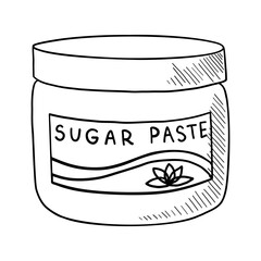VECTOR ISOLATED ON A WHITE BACKGROUND DOODLE ILLUSTRATION OF A JAR OF PASTA FOR SUGARING