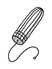 VECTOR ISOLATED ON A WHITE BACKGROUND DOODLE ILLUSTRATION OF A HYGIENIC VAGINAL TAMPON