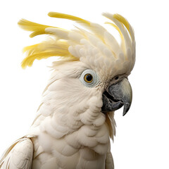 a Sulfur-Crested Cockatoo Portrait, side view in a Nature-themed, illustration in a PNG, cutout, and isolated. Generative ai
