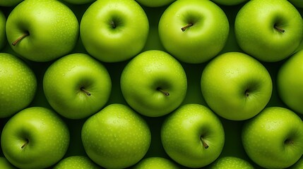  a large group of green apples stacked on top of each other.  generative ai