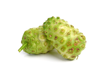 Noni fruit on white background