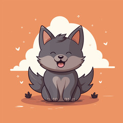Wolf. Wolf hand-drawn comic illustration. Cute vector doodle style cartoon illustration.