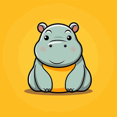 Hippopotamus. Hippo hand-drawn comic illustration. Cute vector doodle style cartoon illustration.