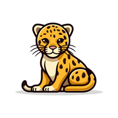 Jaguar. Jaguar hand-drawn comic illustration. Cute vector doodle style cartoon illustration. © Aquir