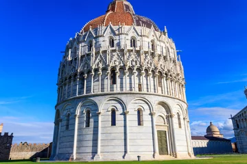 Printed roller blinds Leaning tower of Pisa The Pisa Baptistery of St. John on Piazza dei Miracoli in Pisa, Tuscany, Italy