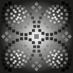 Vector abstract geometric illustration in the form of a pattern of circles and squares on a gray background