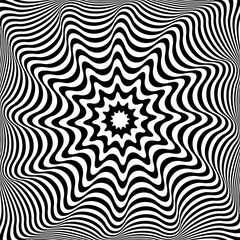 3D Illusion in Abstract Op Art Wavy Lines Pattern.