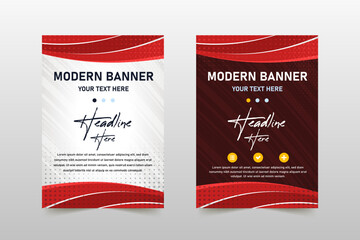 Modern Vector Red and White Curved Banner Template