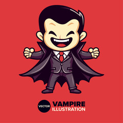 Halloween Fun: Cute Dracula Cartoon Perfect for Poster and Print