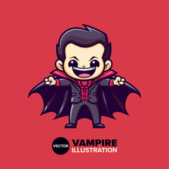 Charming Dracula: Halloween Cartoon Icon in Vector Illustration