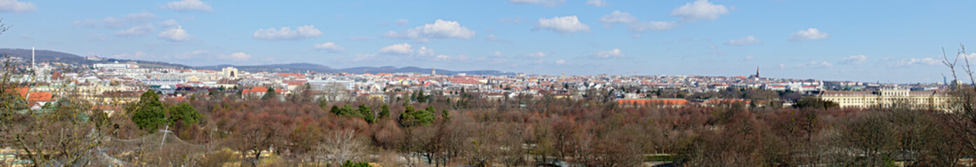 Fototapeta na wymiar panorama of the western part of Vienna with palace Schoenbrunn, Austria