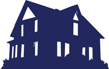 silhouette of a ghost house halloween