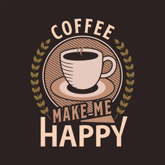 Hand drawn International coffee day vector illustration. Happy national coffee day design.