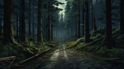 road in the woods.Generative Ai