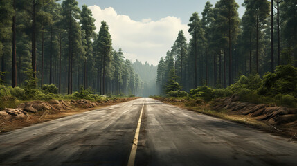 road in the woods.Generative Ai - obrazy, fototapety, plakaty