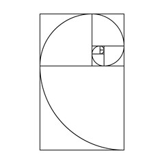 Fibonacci spiral black and white vector style