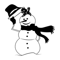 Snowman, Hand Drawn Vector Illustration
