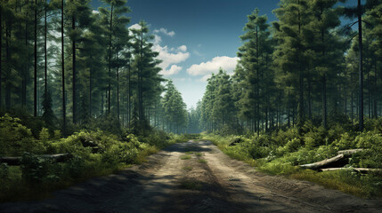 Obraz premium road in the woods.Generative Ai