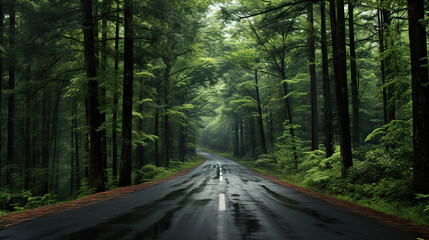 Fototapeta premium road in the woods.Generative Ai