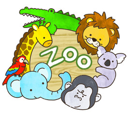 動物園　動物のかわいいフレーム