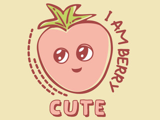 STRAWBERRY DOODLE GRAPHIC FOR TEE SHIRTS CLOTHES PAJAMAS ROMPERS DESIGNED FOR BABIES INFANTS AND TODDDLER VECTOR ILLUSTRATION