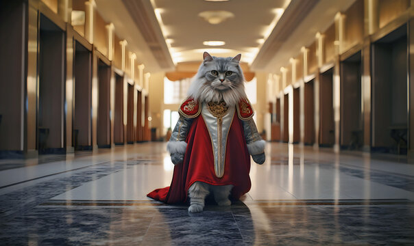 chat habill&eacute; comme un roi en costume