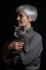 Obraz premium a woman holding a cat in her arms