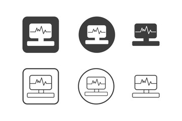 Electrocardiogram icon design 6 variations. Hospital icons set, Isolated on white background.