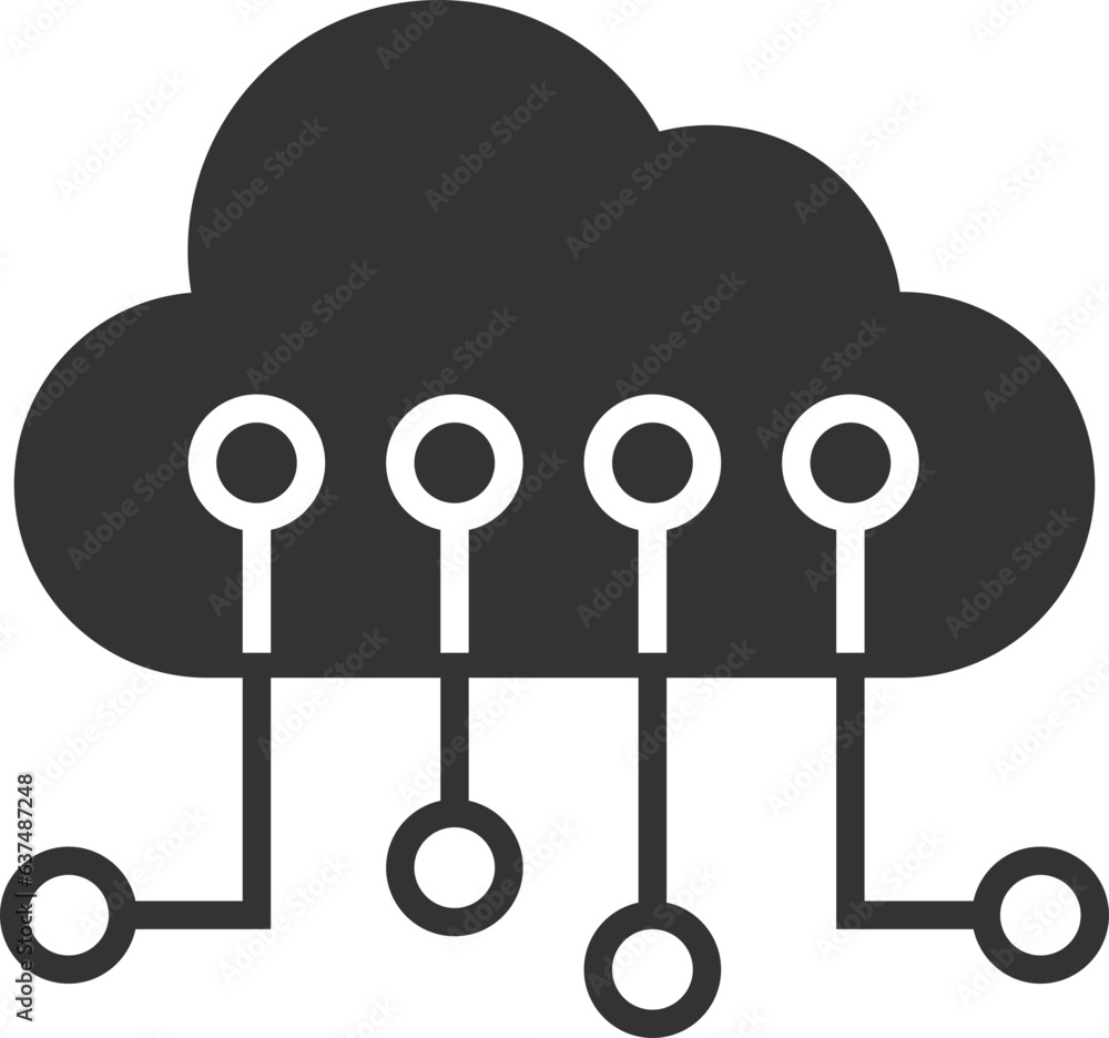 Poster technology icon vector cloud computing connection. big data global server. line design symbol.