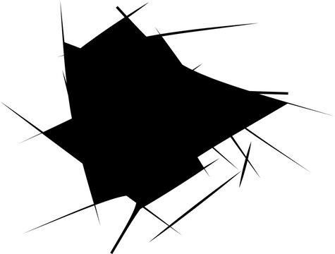 Broken glass effects boom crash silhouette set flat design element